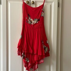 Red Floral Romper